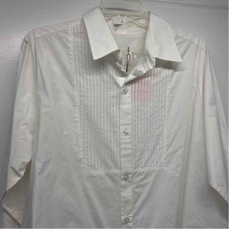 Citizens of Humanity Size M Women's White Solid Button Up Tuxedo Shirt