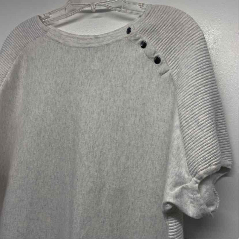 Kinross Size M Women's Light Gray Tweed Crew Neck Short Sleeve Top