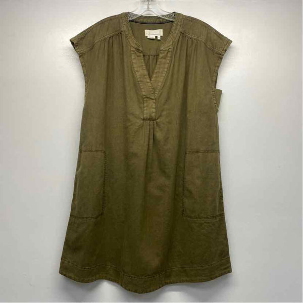 By Anthropologie Size M Women's Green Solid Tunic Dress