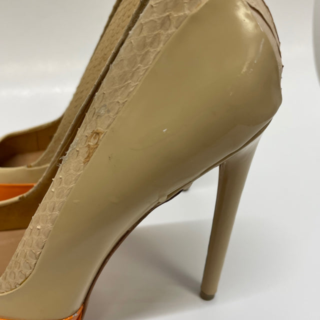 LAMB Size 6.5 Women's Tan orange Color Block High Heel Shoes