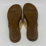 Italian Shoe Makers Size 7.5 Women's Brown-Gold 2 Tone Camel Toe Sandals