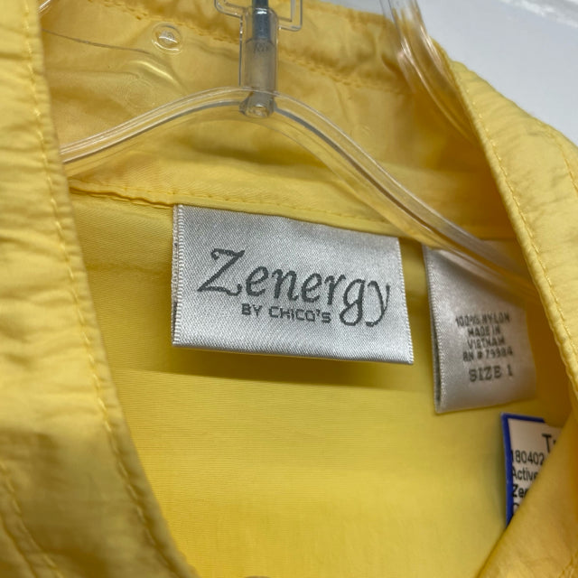 Zenergy By Chico's Size 1-M Women's Yellow Solid Jacket Activewear Top