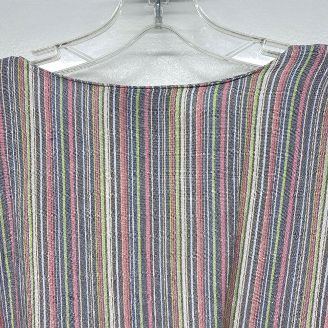 Maggie Barnes Size 3X Women's Pink-Multi Stripe Button Down Blouse