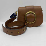 Polo by Ralph Lauren Brown Leather Pebbled Crossbody Saddle Handbag