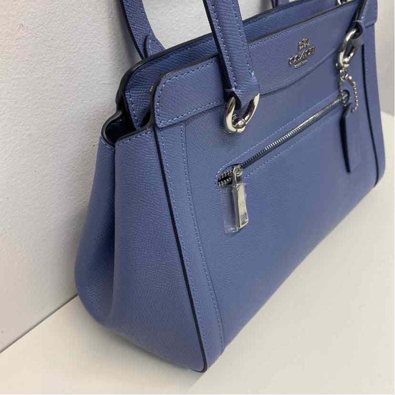 Coach Blue Solid Leather Satchel Handbag