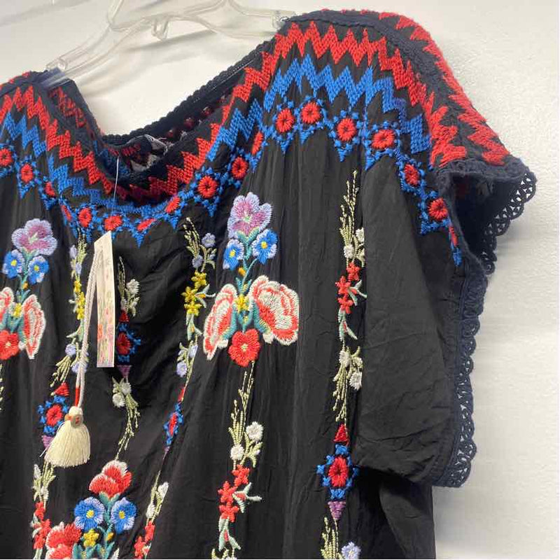 Johnny Was Size M Women's Black-Multi Embroidered Kurta Dress