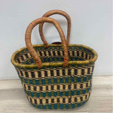 Alaffia Baskets Green-Purple Savannah Grass Basket