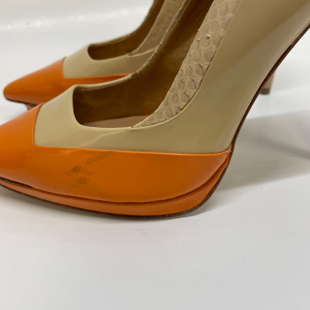 LAMB Size 6.5 Women's Tan orange Color Block High Heel Shoes