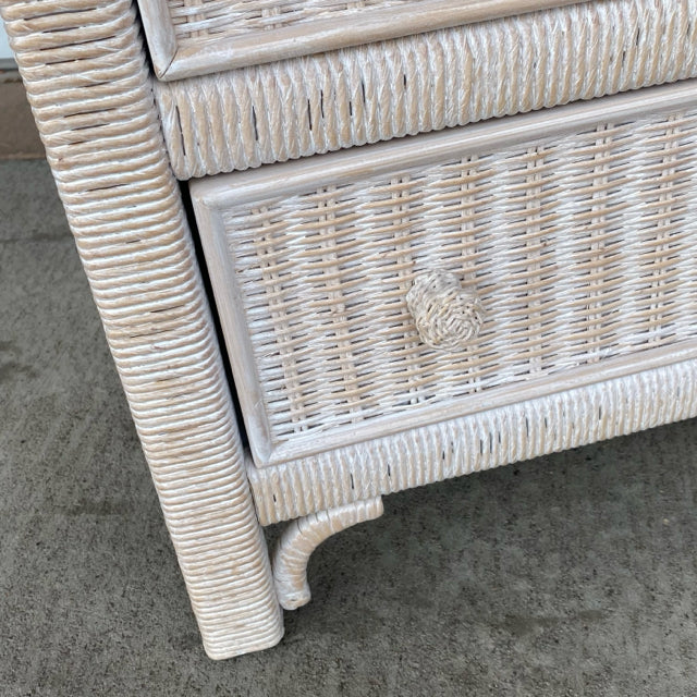 Lexington Henry Link Furniture White Washed Wicker- Rattan Nightstand