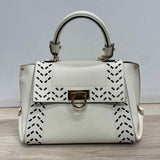 Salvatore Ferragamo Cream Leather Cutout Satchel Handbag