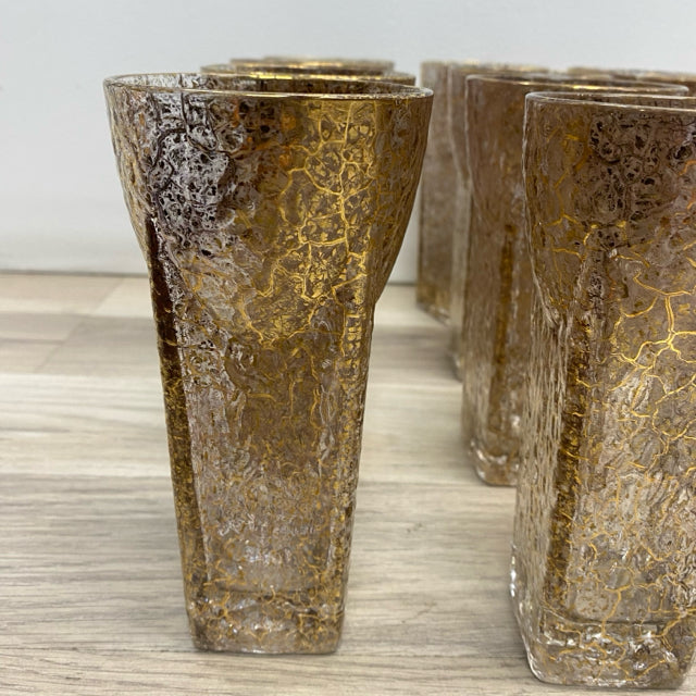Gold Pattern Tall Glassware - Set of 12