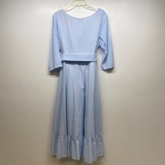 Wayward  Fancies Women's Size 2 Xl-16 Blue-White Striped Long Sleeve Dress
