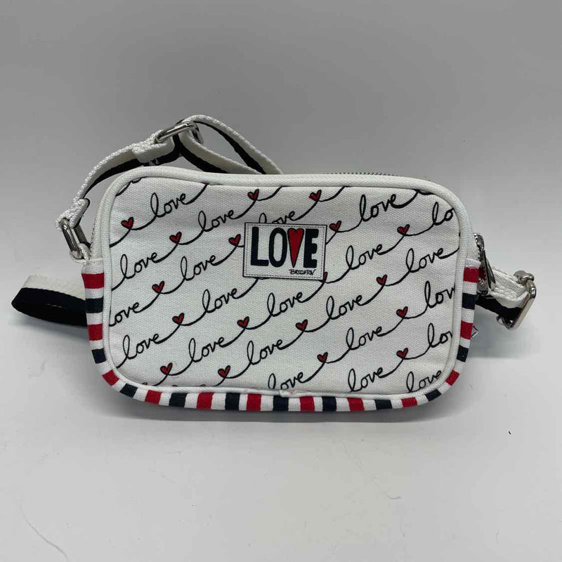 Brighton White-Red Canvas Pattern Crossbody Handbag