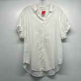 Xirena Size L Women's White Solid Button Up Short Sleeve Top