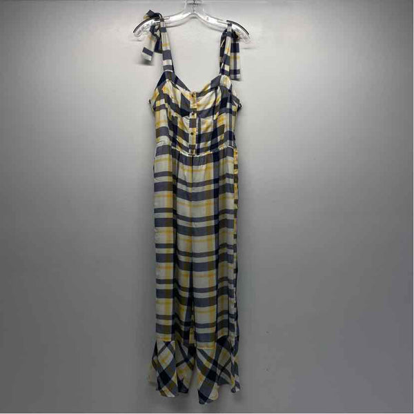 Moon River Size M Women's Navy-Multicolor Plaid Pants Jumpsuit