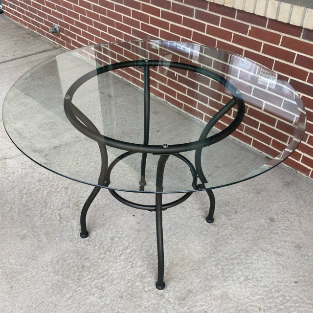 Clear Metal-GLass Round Dining Room Table