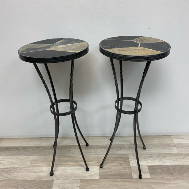 Stand Silver-Multi Metal-Stone Side Table / Stand