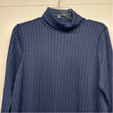 Hatley Size L Women's Blue Textured Shift Long Sleeves Turtleneck Dress