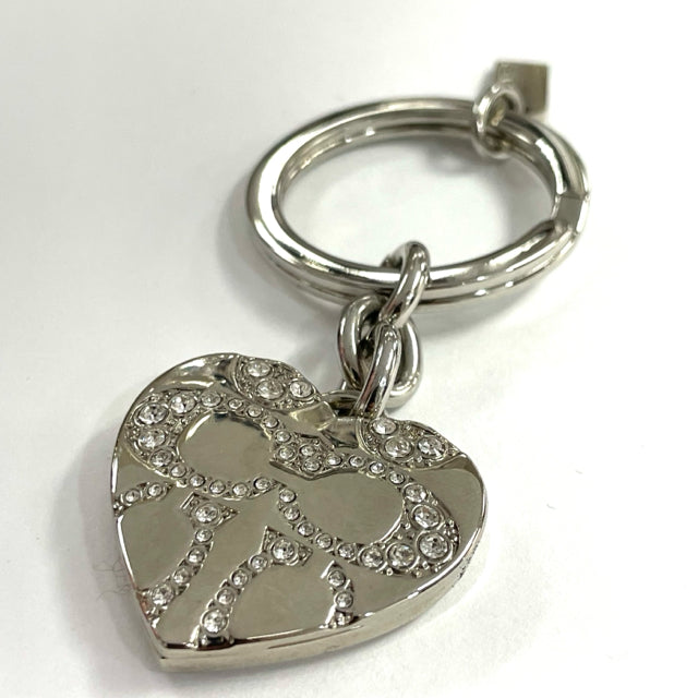 Coach Silver Shimmer Metal Heart Shape Locket Keychain