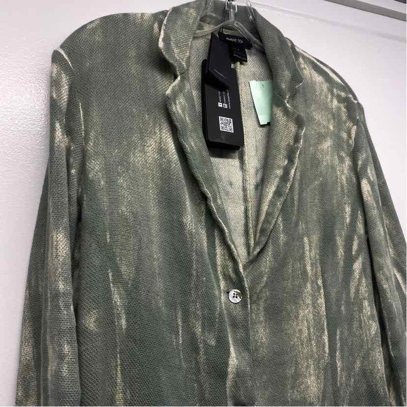 Avant Toi Women's Size S Green-Beige Pattern Button Up Coat