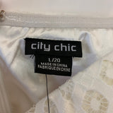 City Chic Size 2X-20 Women's Ivory Solid Maxi-Spaghetti Strap Dress