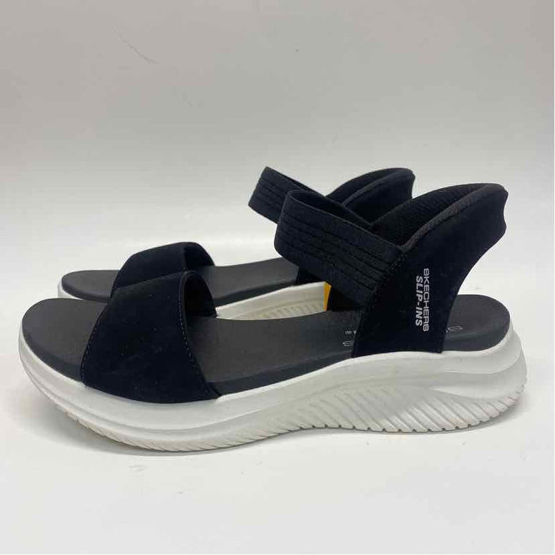 Skechers Size 7 Women's Black Solid Strappy Sandals