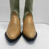 Ariat Size 6.5 Women's Beige-Green Embroidered Western Boots