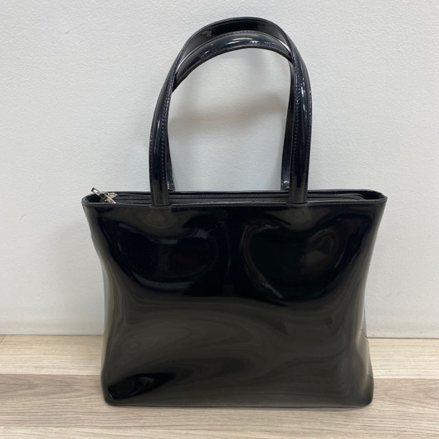 Beijo Black Patent Leather Solid Faux Leather Satchel Handbag