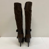 Guess Size 7.5 Women's Brown Solid Tall-High Heels Boots