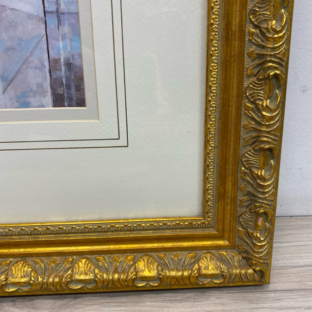Golden Wood Framed Print of Ballerinas and Piano - " Prelude" by Harrison Rucker