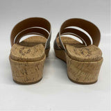 Kork-Ease Size 7 Women's Silver Shimmer Wedge Sandals