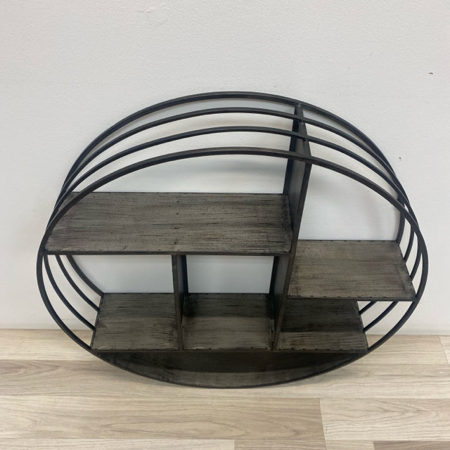 Hanging Gray Metal Round Shelf Unit