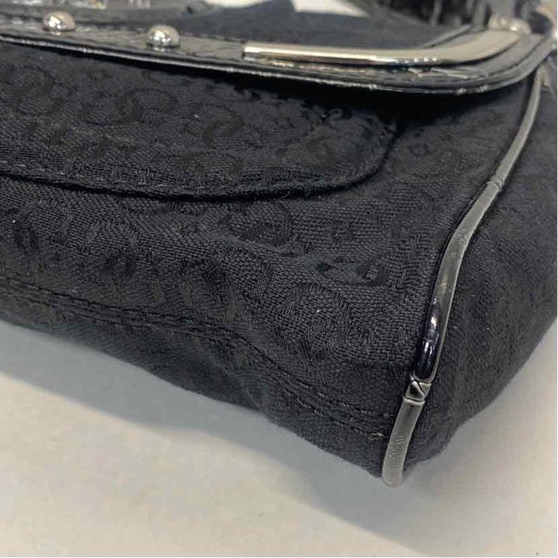 Guess Black Canvas Signature Shoulder Handbag