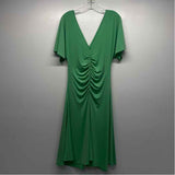 White House Black Market Size M Women's Green Solid Fit And Flare Dress