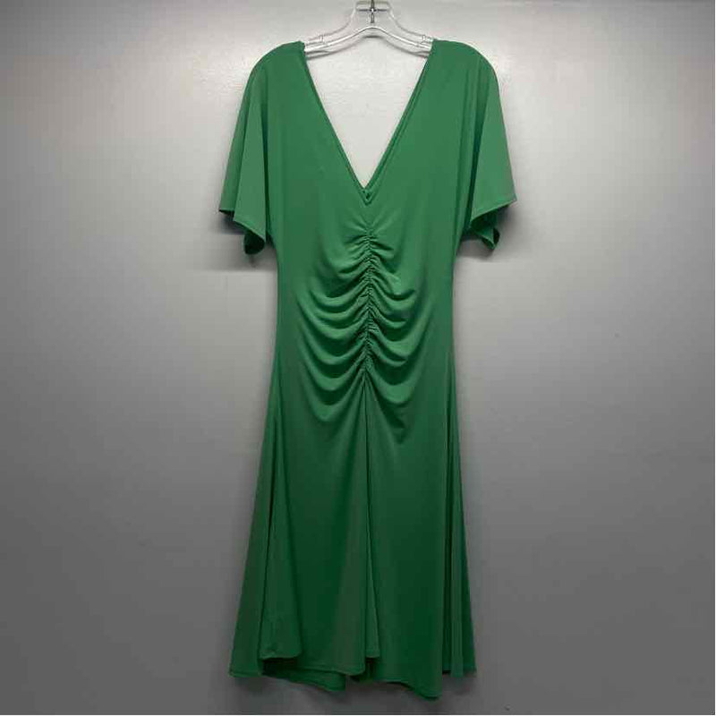 White House Black Market Size M Women's Green Solid Fit And Flare Dress