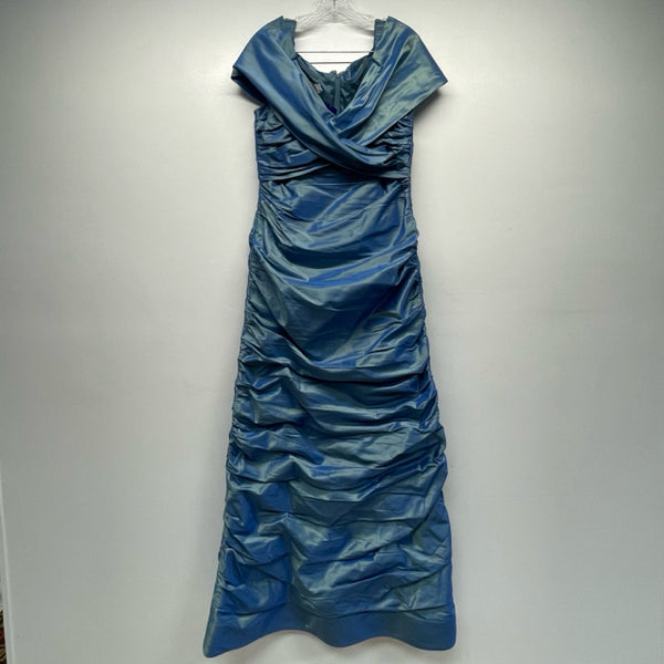 Rickie Freeman for Teri Jon Size 12-L Women's Blue Shimmer Formal Dress