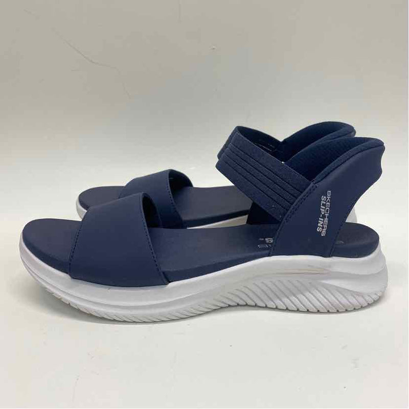 Skechers Size 7 Women's Navy Solid Strappy Sandals