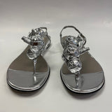 Valentino Size 8.5 Women's Silver Solid Camel Toe Sandals