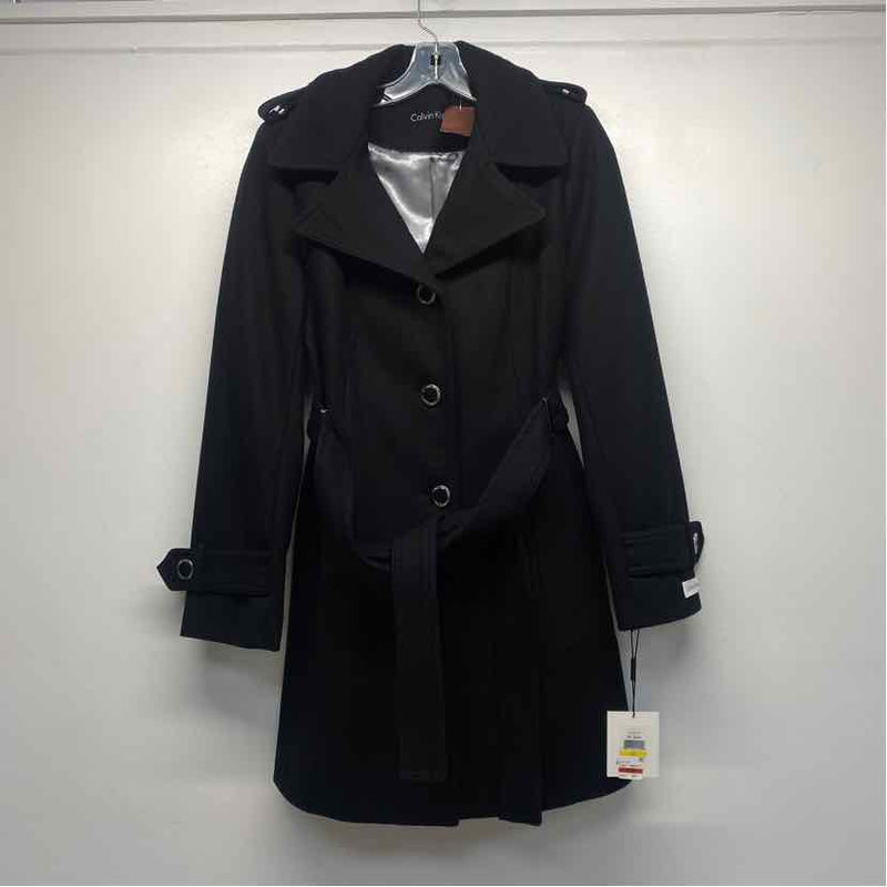 Calvin Klein Women's Size M Black Solid Overcoat Coat