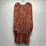 Sundace Size L Women's Red-Aqua Pattern Boho Dress