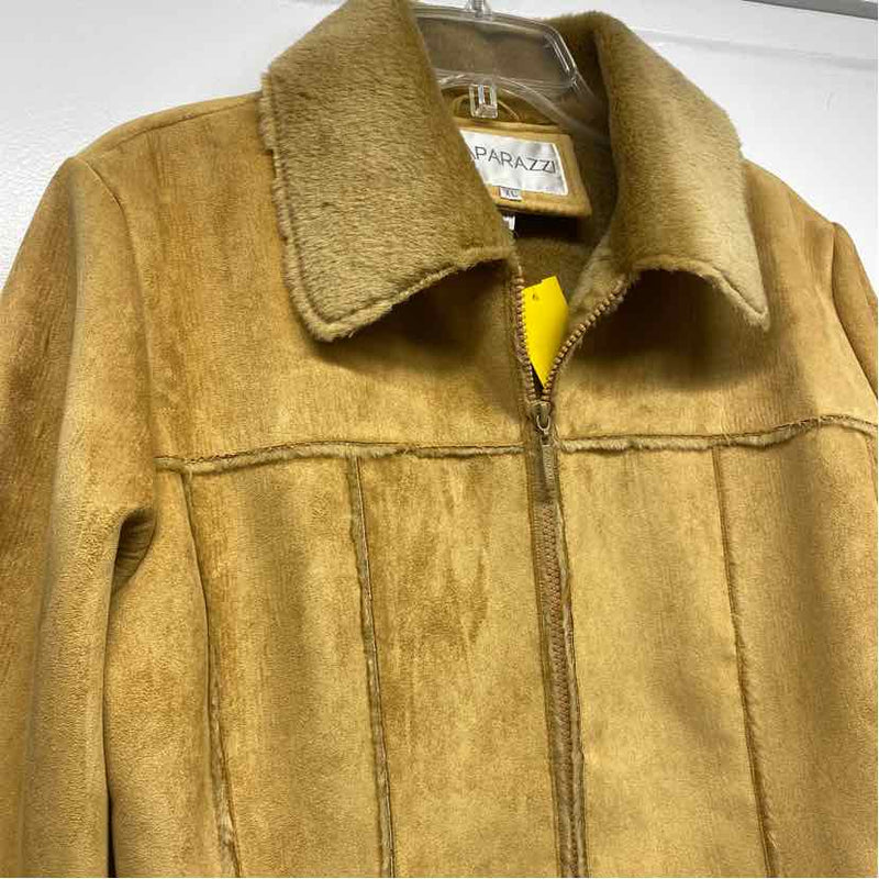 Paparazzi Women's Size Xl Camel Solid Zip Up Coat