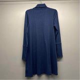 Hatley Size L Women's Blue Textured Shift Long Sleeves Turtleneck Dress