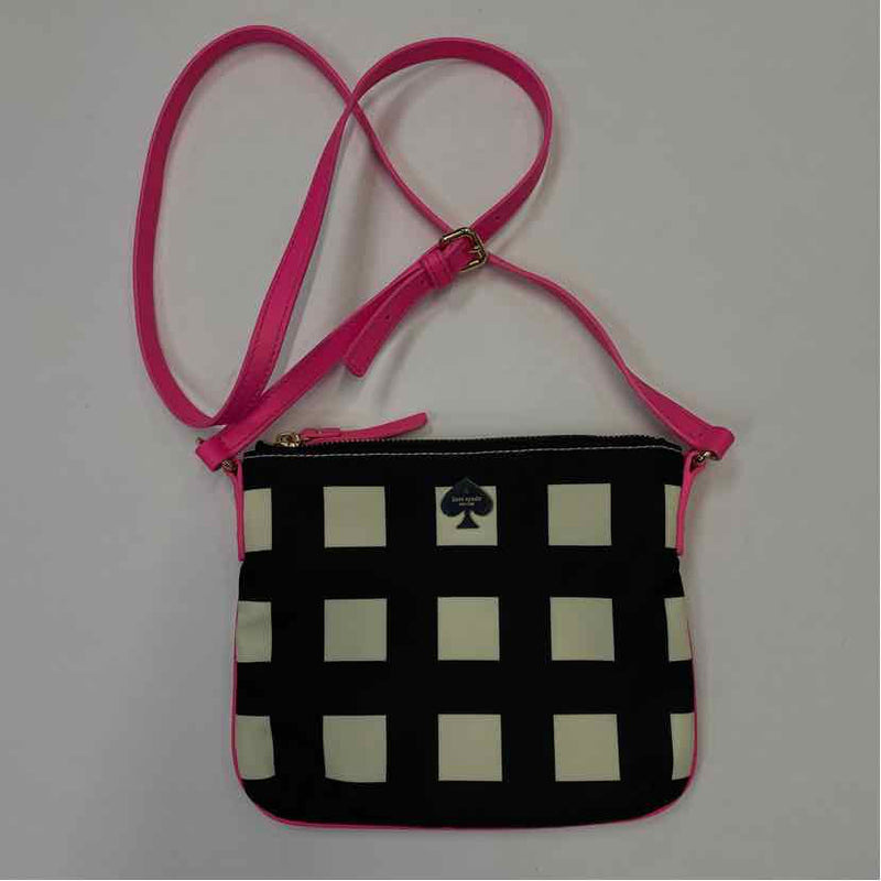 Kate Spade Black-White Fabric Geometrical Crossbody Handbag