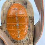 Bandolino Size 8 Women's Orange Animal Print Wedge Sandals
