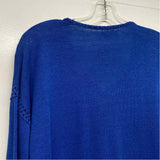 Johnny Was Size L Women's Blue Solid V Neck Long Sleeve Top