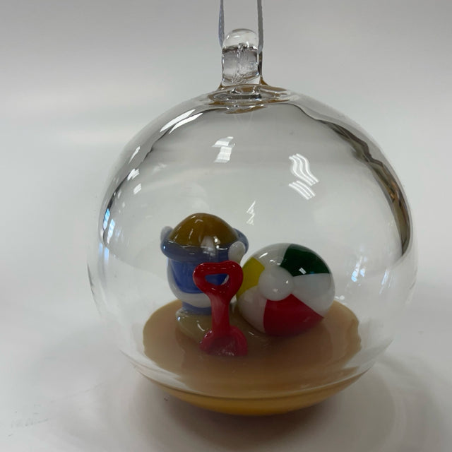 Artful Home Clear-Multi Glass Hand Blown Ornament At the Shore