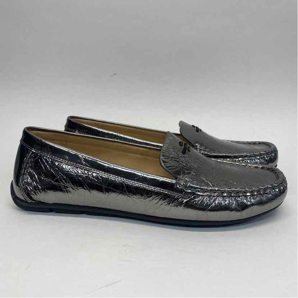 Coach Size 10 Women's Silver Cracked Loafer Shoes
