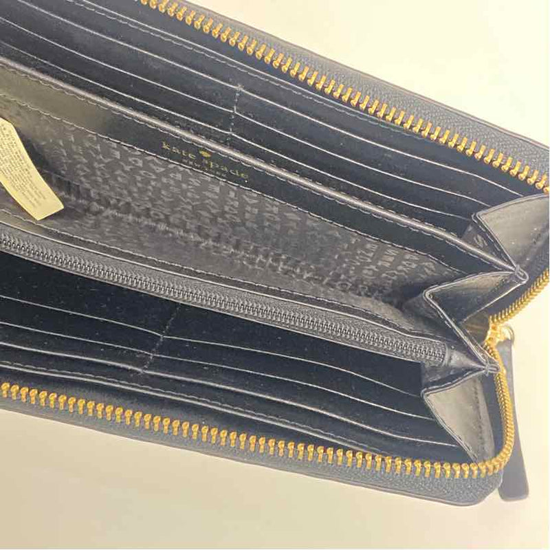Kate Spade Black Leather Signature Zip Around Wallet