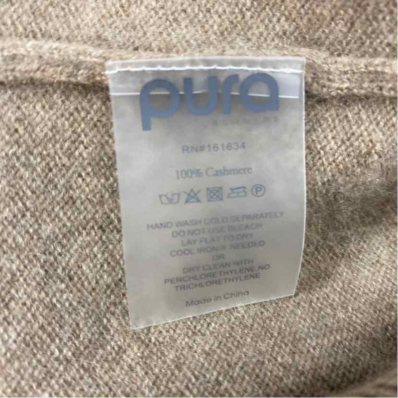 Pura Cashmere Size Xl Women's Brown Solid Hoodie Sweater