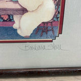 Dark Wood Framed Art of Polar Bears Drinking Tea by Artist Barbara Stone